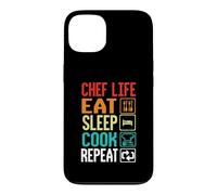 Custodia per iPhone 13 Chef Life Eat Cook Repeat Funny Cooking Chefs Lover