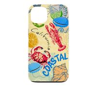 Custodia per iPhone 13 Coastal Lighthouse Sailboat Ocean Sunset Scenic Artwork
