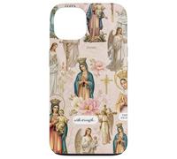 Custodia per iPhone 13 Collage cristiano cattolico floreale vintage della Vergine
