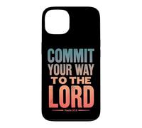 Custodia per iPhone 13 Commit Your Way To The Lord Salmo 37:5 Versetto della Bibbia