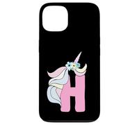 Custodia per iPhone 13 Compleanno Unicorno Nome Iniziale H Lettera H Personalizzato