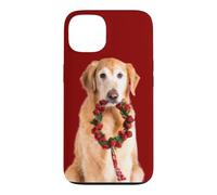 Custodia per iPhone 13 Corona d'Avvento natalizia per cani Golden Retriever