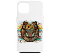 Custodia per iPhone 13 Country Boho Western Bull Decor For Women Cute Horseshoe