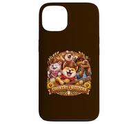 Custodia per iPhone 13 Country& Western Capybara Shiba-Inu con chitarra Musica