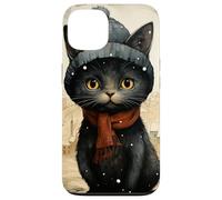 Custodia per iPhone 13 Cozy Black Cat Autumn Cottagecore - Cute Autumn Winter Kitty
