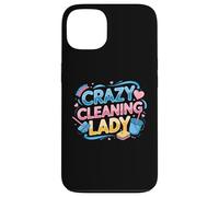 Custodia per iPhone 13 Crazy Cleaning Lady Housekeeping Governante Pulitore divertente