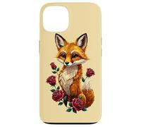 Custodia per iPhone 13 Cute Fox Roses Foresta Animale Volpe Rossa Fiori