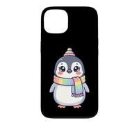 Custodia per iPhone 13 Cute Kawaii Penguin Rainbow Beanie Scarf Winter