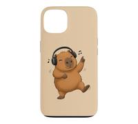 Custodia per iPhone 13 Dancing Capybara con cuffie Musica Design