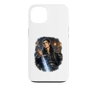 Custodia per iPhone 13 Dark Fantasy Fae, argento, spada, romanticismo, pelle, corte