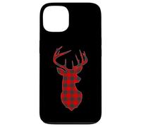Custodia per iPhone 13 Deer Plaid Red Reindeer Buck Christmas Xmas
