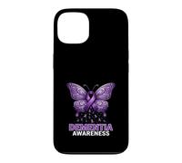 Custodia per iPhone 13 Dementia Awareness - Supporto a forma di farfalla, con nastro viola