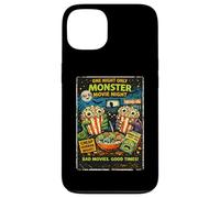 Custodia per iPhone 13 Design Film Horror Retro Finto con Popcorn Mostri Drive-In