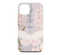 Custodia per iPhone 13 Design pastello per giardini con falene e fiori selvatici