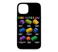 Custodia per iPhone 13 Dio dice che sono cristiano Block Building Toy Master Builder