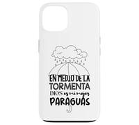 Custodia per iPhone 13 Dios es mi paraguas en medio de la tormenta