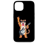 Custodia per iPhone 13 Divertente cartone animato Tiger Rock Music Guitar Player Design