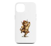 Custodia per iPhone 13 Divertente Highland Cow Esecuzione Scozzese Danza