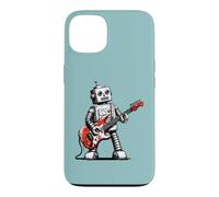 Custodia per iPhone 13 Divertente robot vintage che suona una chitarra musicista rock stile retrò