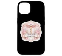 Custodia per iPhone 13 Donna Chirurgo Endocrino Caduceo Distintivo Endocrinologia Floreale