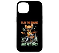 Custodia per iPhone 13 Drummer Dog Play The Drums Pet Dog Drumming Batteria Percussioni