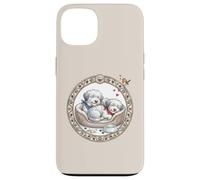 Custodia per iPhone 13 Due cani Bobtail rilassati con cuccia per cani + fodera durante il sonno