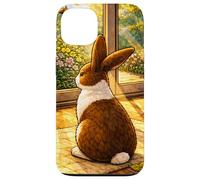 Custodia per iPhone 13 Dutchie Bunny seduto dentro mentre guarda fuori