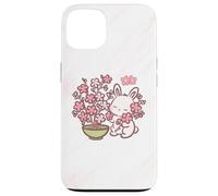 Custodia per iPhone 13 Easter Bunny Pink Sakura Flower Cute Japanese Cherry Blossom
