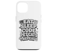 Custodia per iPhone 13 Eat Sleep Code Pet Cats Repeat Funny Programmer Cat Lover