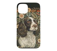 Custodia per iPhone 13 English Springer Spaniel William Morris, decorazione floreale per cani