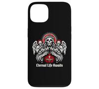 Custodia per iPhone 13 Eternal Life Awaits Dark Christian Gothic Skeleton Gesù Art
