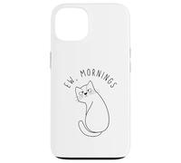 Custodia per iPhone 13 Ew Morning White Cat Sitting with Sad Face Not a Morning Cat
