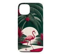 Custodia per iPhone 13 Fenicottero che cammina sotto le palme ad arco