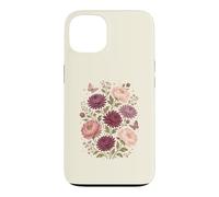 Custodia per iPhone 13 Fiore di nascita di novembre, peonia, crisantemo, botanico, floreale