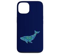 Custodia per iPhone 13 Floral Whale Blue Humpback Botanical Flowers Ocean Nature