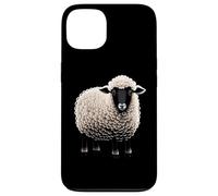 Custodia per iPhone 13 Fluffy White Sheep Cartoon Semplice Divertente Fattoria Animali Nero