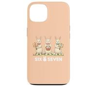 Custodia per iPhone 13 Funny 67 Six Seven Meme Bunny Giorno di Pasqua Retro Accogliente Coniglio