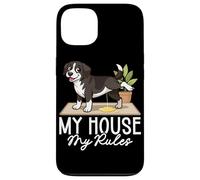 Custodia per iPhone 13 Funny Dog My House My Rules Barzellette per gli amanti dei cani