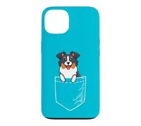 Custodia per iPhone 13 Funny Kawaii Pocket Tri Color Australian Shepherd Dog Lover