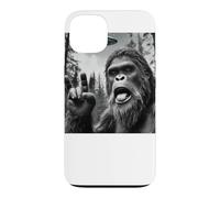 Custodia per iPhone 13 Funny Sasquatch Bigfoot Rock On Selfie With UFO Alien