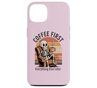 Custodia per iPhone 13 Funny Skeleton Coffee Lover Morning Cafe Mood