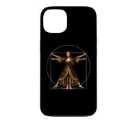 Custodia per iPhone 13 Fusione di Leonardo da Vinci: Gioconda e l'uomo vitruviano