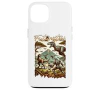 Custodia per iPhone 13 Futuristic Dinosaur Battle Sci Fi Action Art Warrior