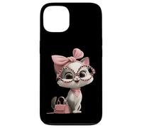 Custodia per iPhone 13 Gattino Grigio Gatto Rosa Leopard Occhiali Glam Fashion Graphic