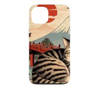 Custodia per iPhone 13 Gatto assonnato giapponese che dorme al tempio