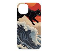 Custodia per iPhone 13 Gatto giapponese che cammina sopra la grande onda Hokusai