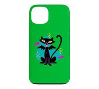 Custodia per iPhone 13 Gatto nero vampiro retrò Atomic Age Mid-Century con ali di pipistrello