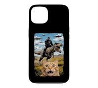 Custodia per iPhone 13 Gatto Selfie Con Alieni Gorilla T-Rex -Fun Teen Ragazzi Gatto Meme
