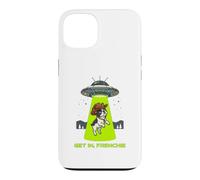 Custodia per iPhone 13 Get In Frenchie UFO Alien Abduction Cowboy Cappello Cane