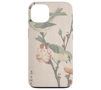 Custodia per iPhone 13 Giapponese Art Birds Occhi bianchi su un ramo di pesco